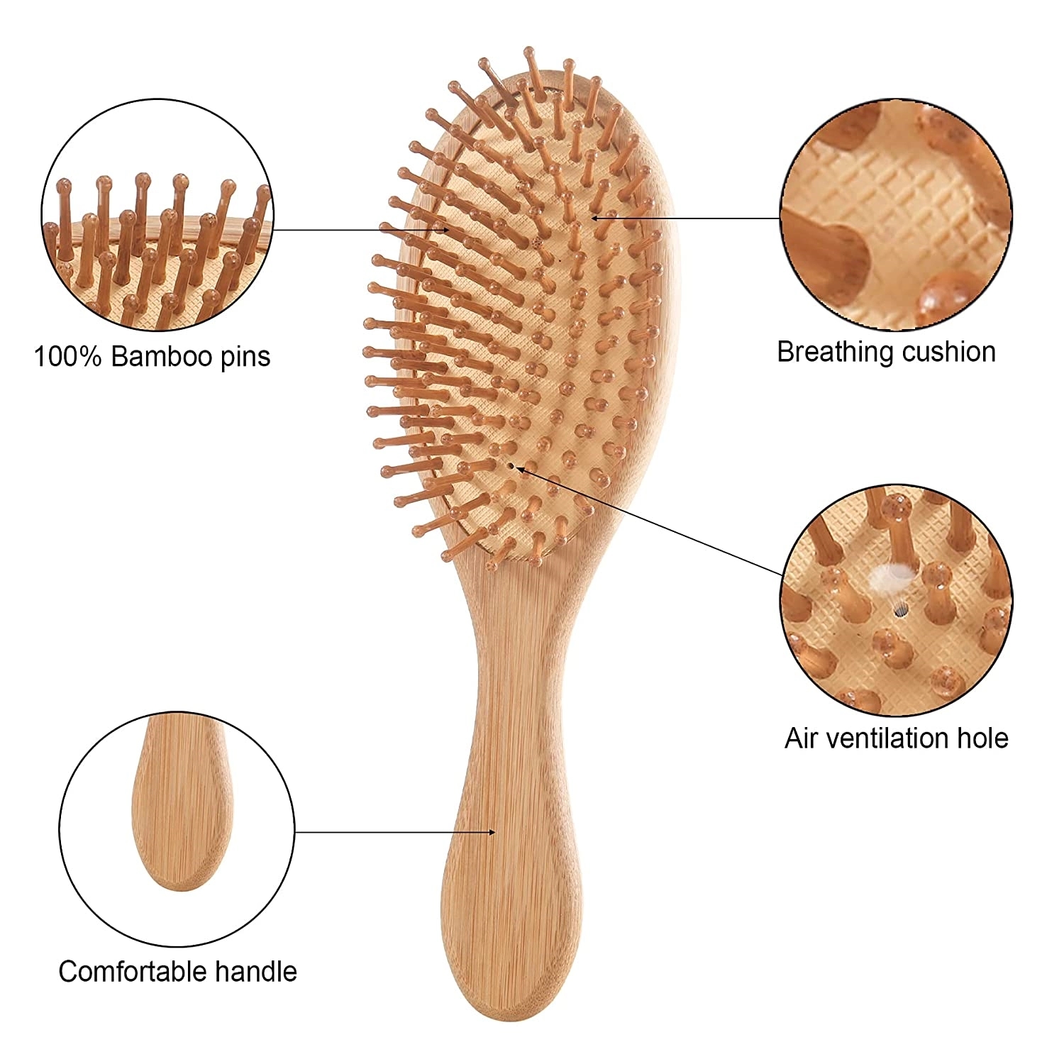 Natural Bamboo Air Cushion Comb Anti-static Hair Brush 2