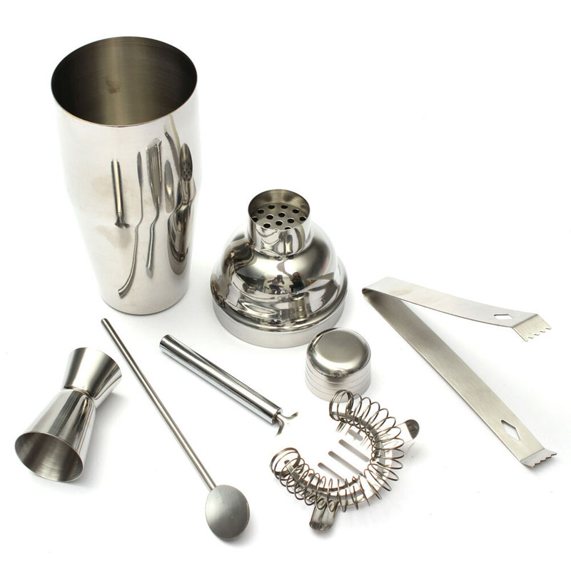 Stainless Steel Cocktail Shaker And Stainer Set - 5 Piece Bartender Kit 5