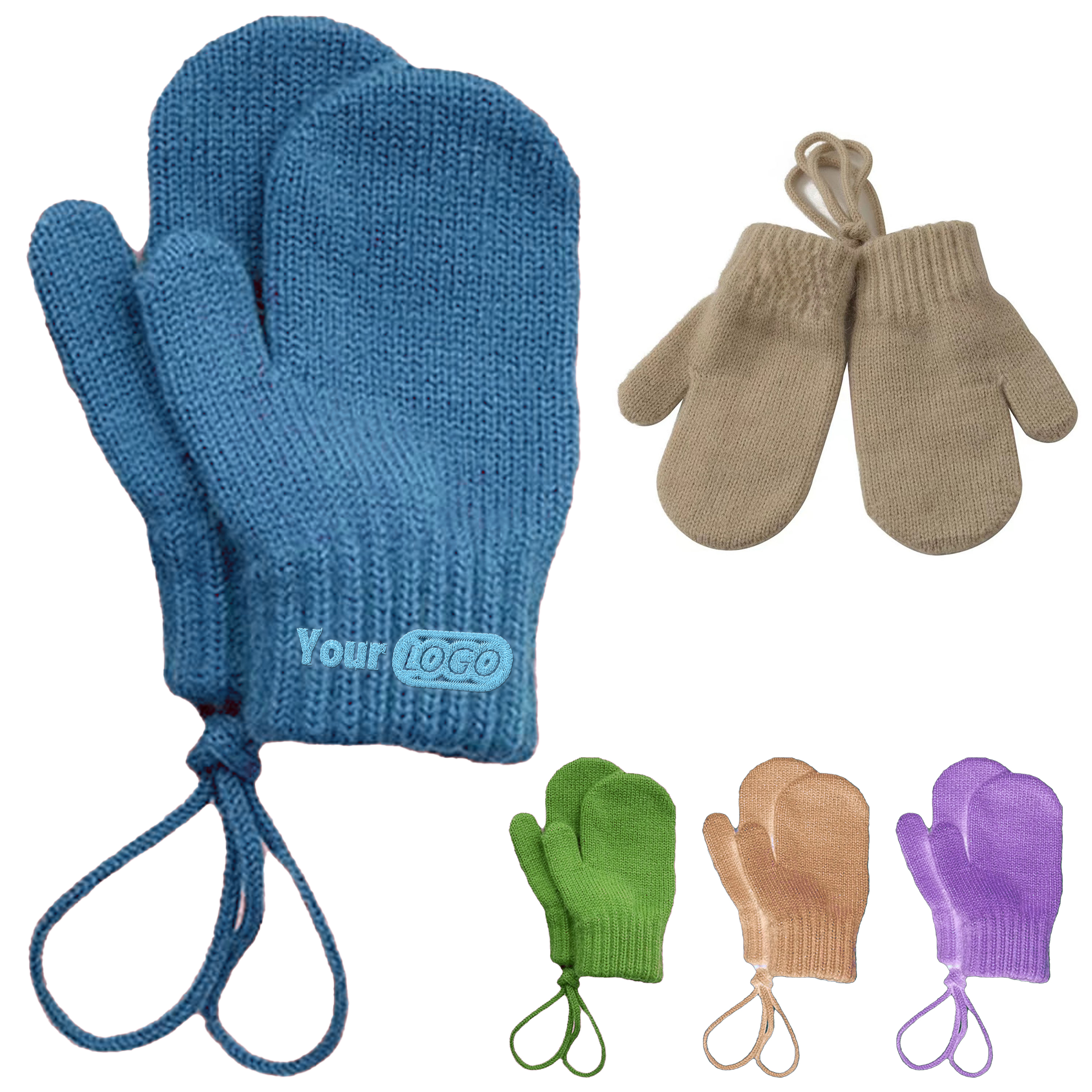 Alpaca Classic Winter Mittens For Kids With Attached Cord 1