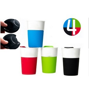 12oz Travel Ceramic Coffee Mug with Silicone Sleeve 10