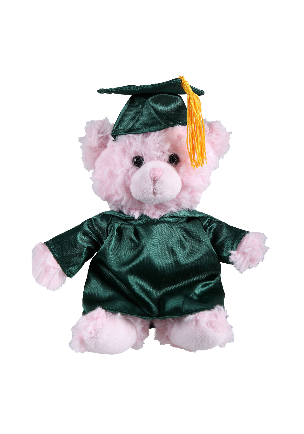 soft plush  Pink Curly Sitting Bear with graduation cap &gown 1
