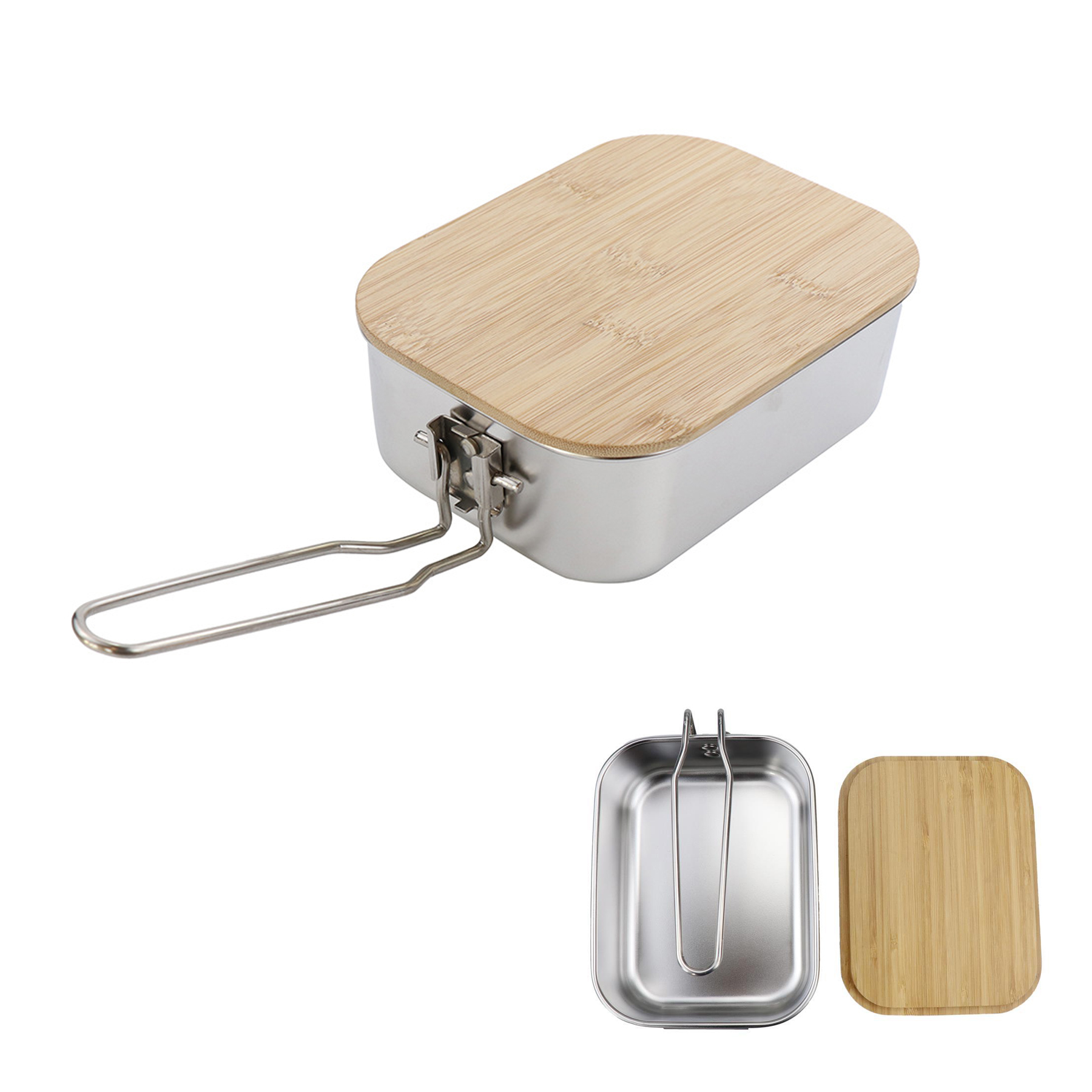 Stainless Steel Bento Box With Bamboo Cover 2