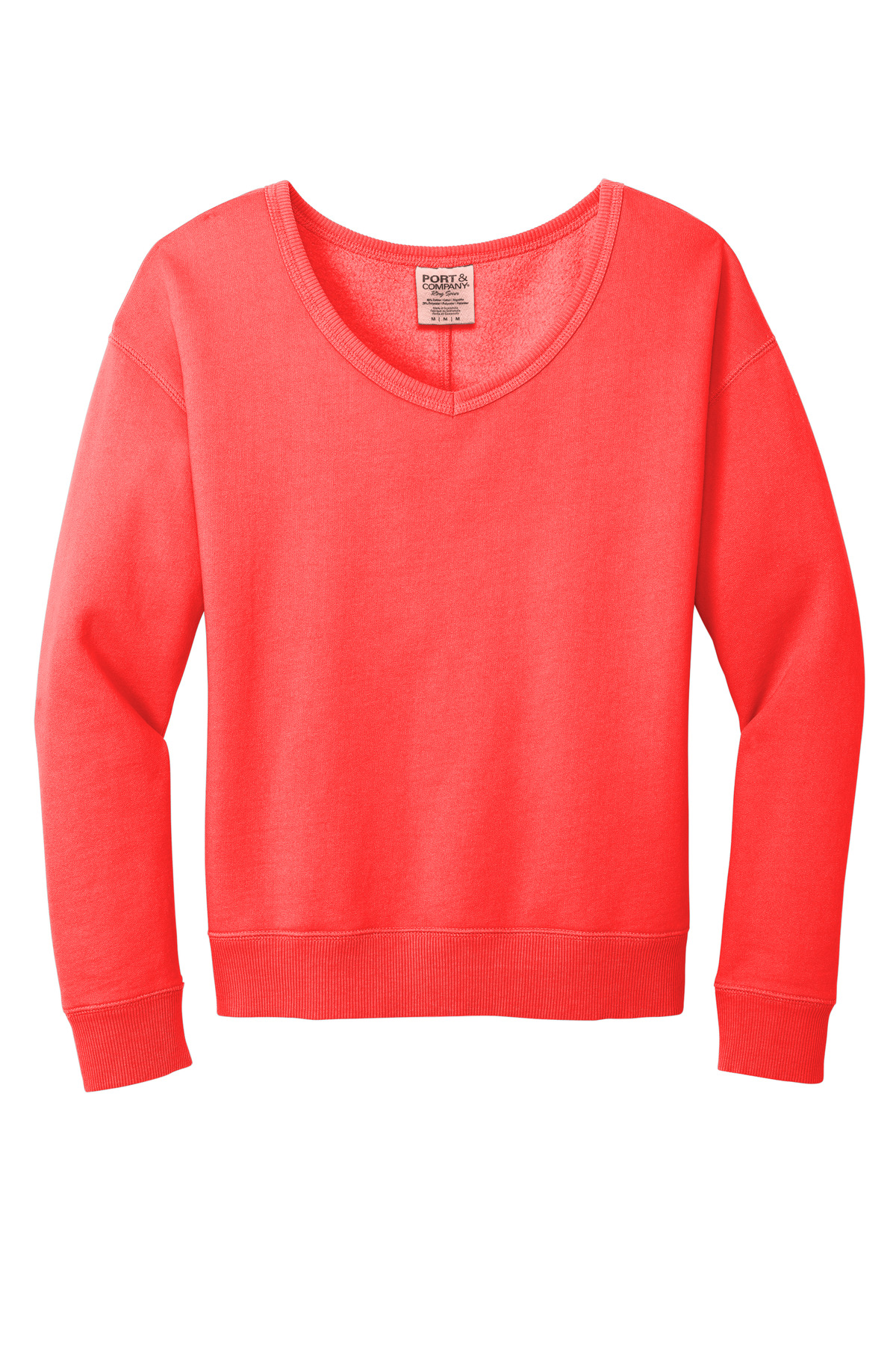 Port & Co Women's Beach Wash Garment-Dyed V-Neck Sweatshirt LPC098V 14