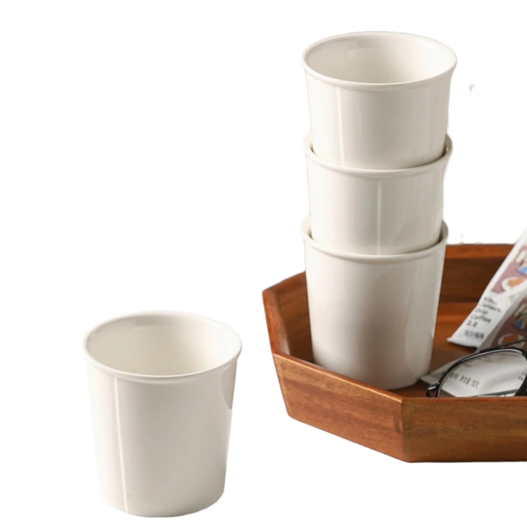 Pure White Minimalist Ceramic Coffee Mug 2