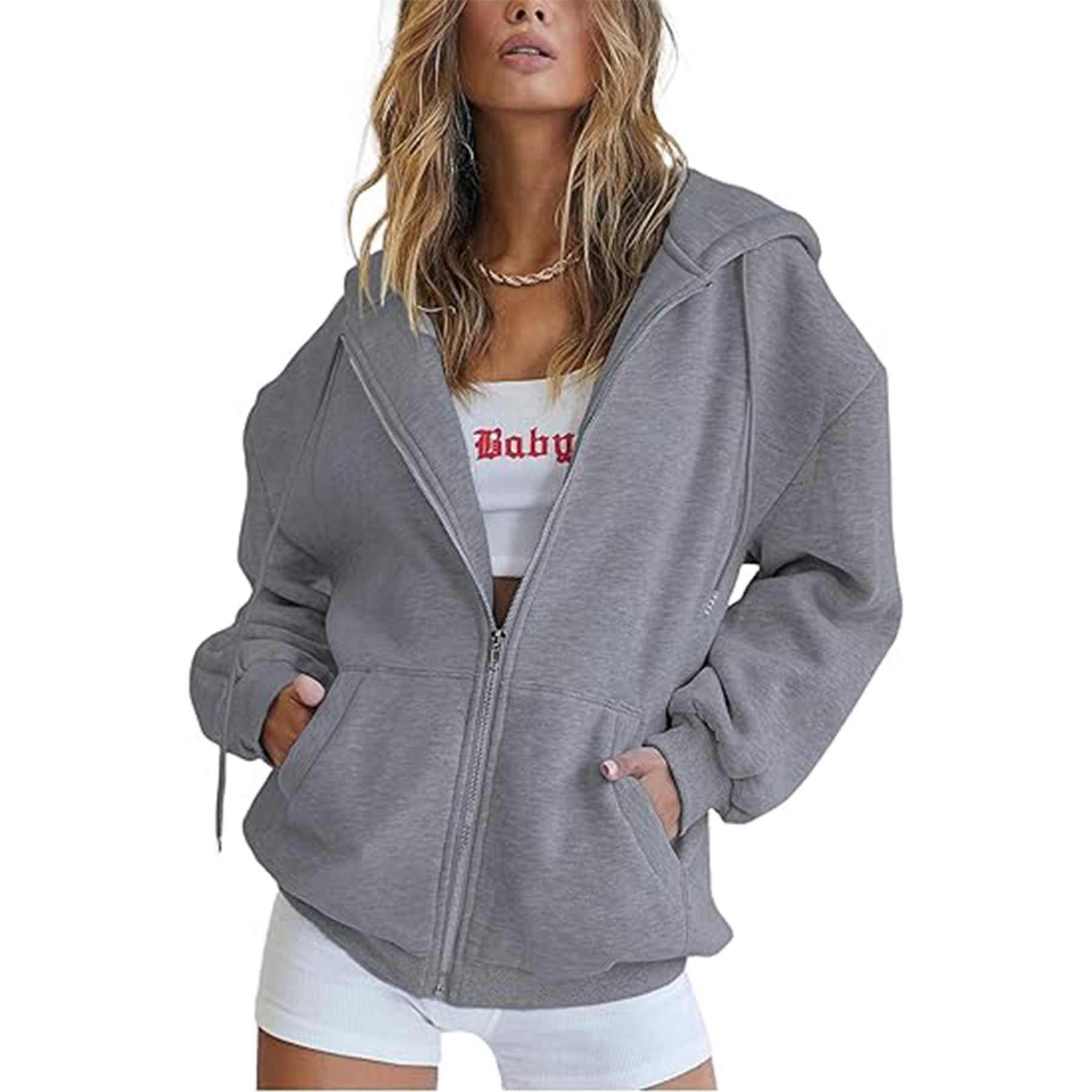 Casual Zip Up Long Sleeve Hoodie Jacket 23