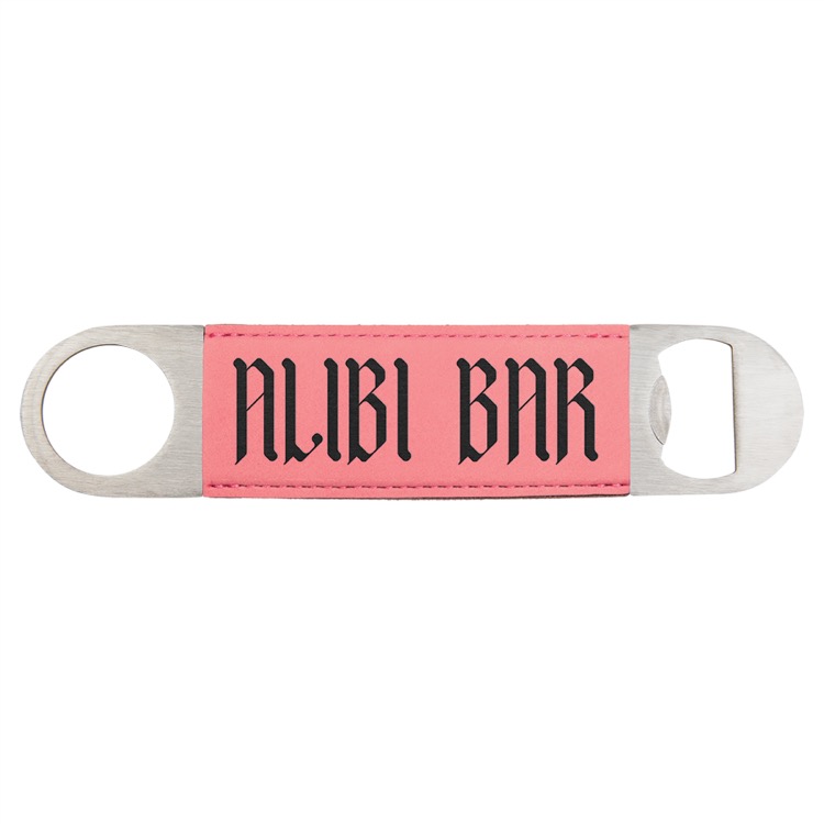 1 1/2" x 7" Pink Leatherette Bottle Opener 1