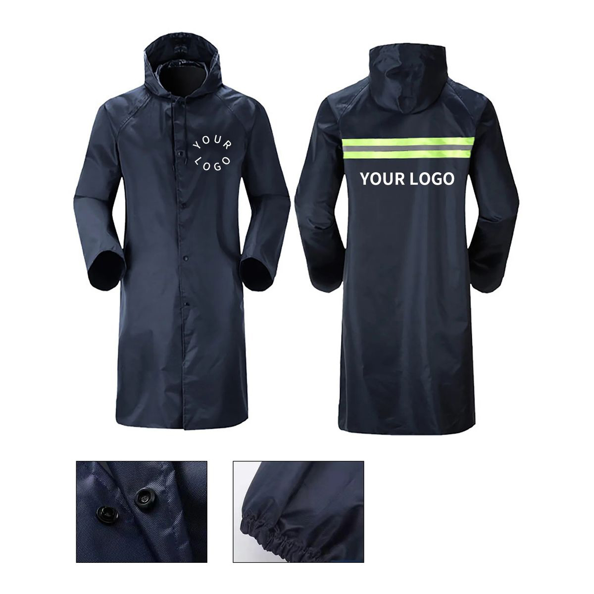 Black PVC Raincoat 51 Inch with Waterproof Protection 2