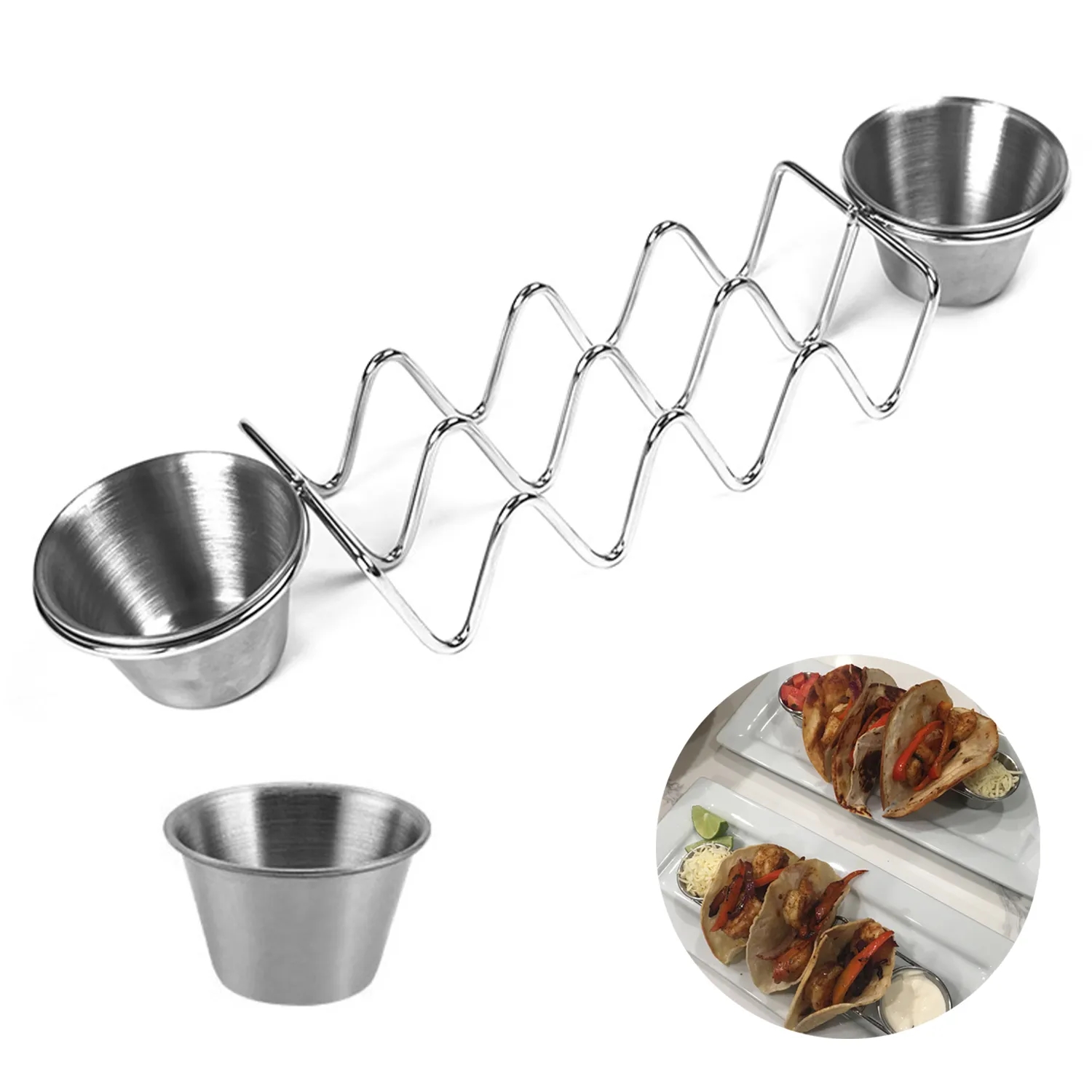 Taco Holder With Two Sauce Cups 3