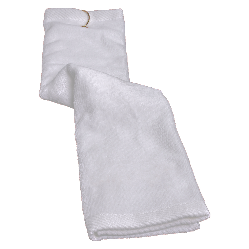 Turkish Trifold White Golf Towel 16" x 25" 4