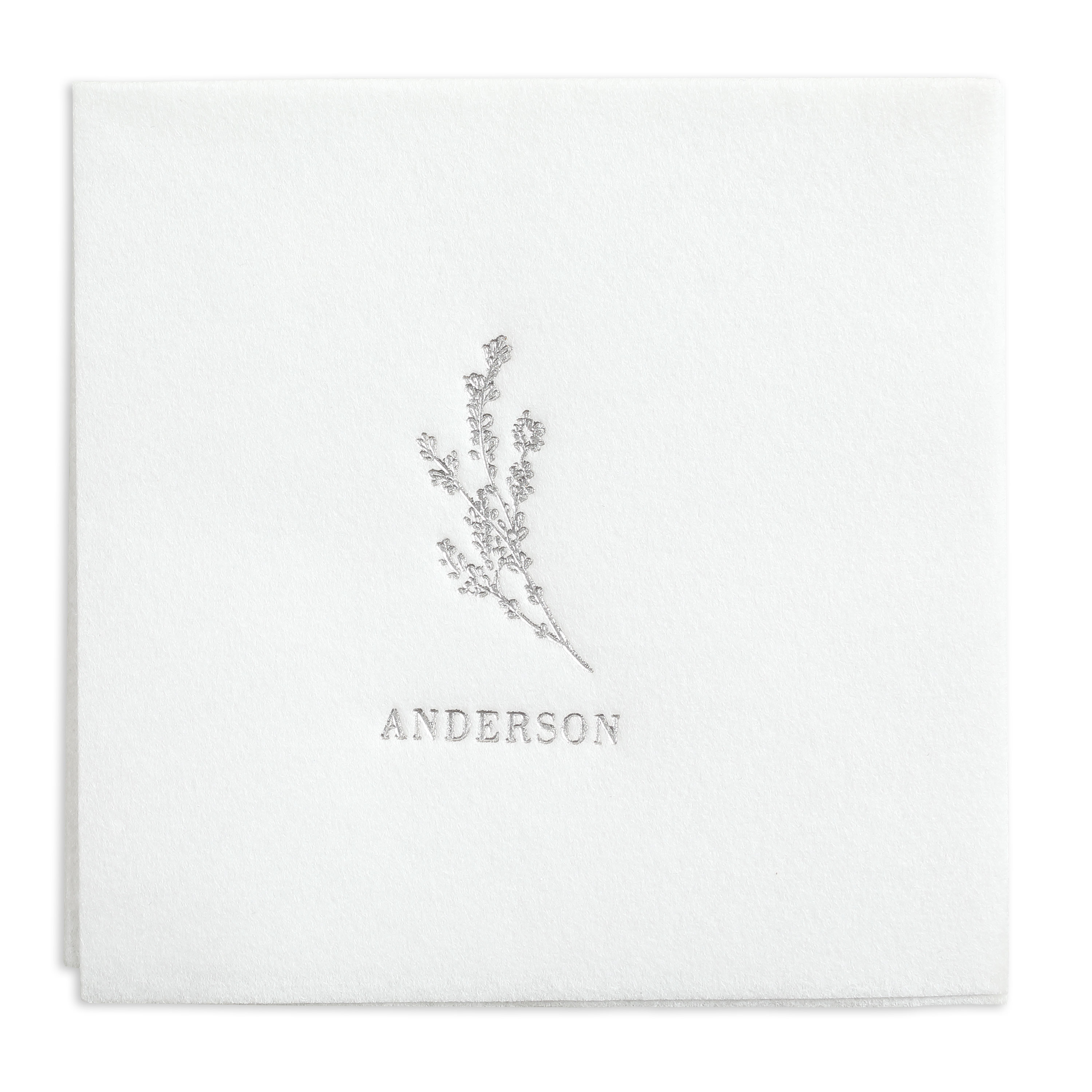 Wispy Floral Premium Beverage Napkin w/uncoined Edge (White) 3