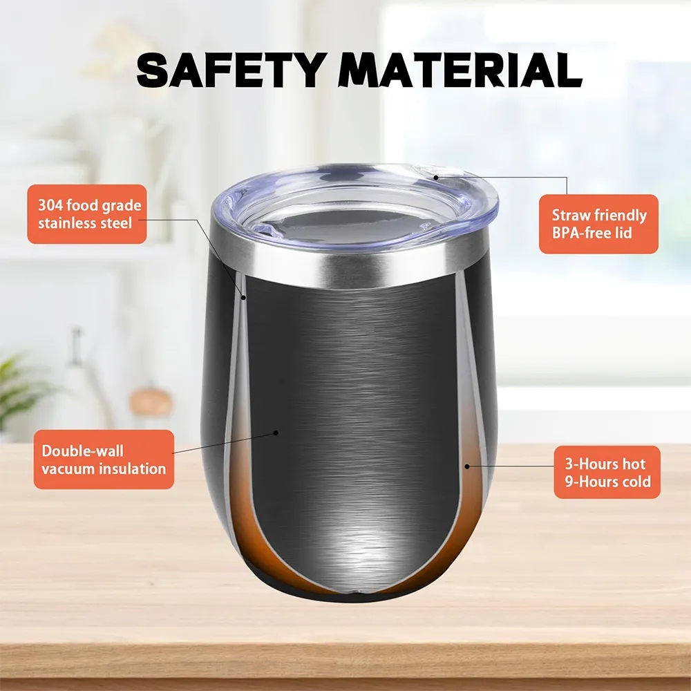 Stainless Steel Wine Tumbler with Lid Insulated Travel Mug 14