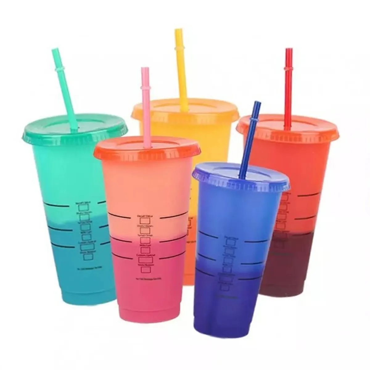 24oz Reusable Color Changing Iced Cups With Lids And Straws 2