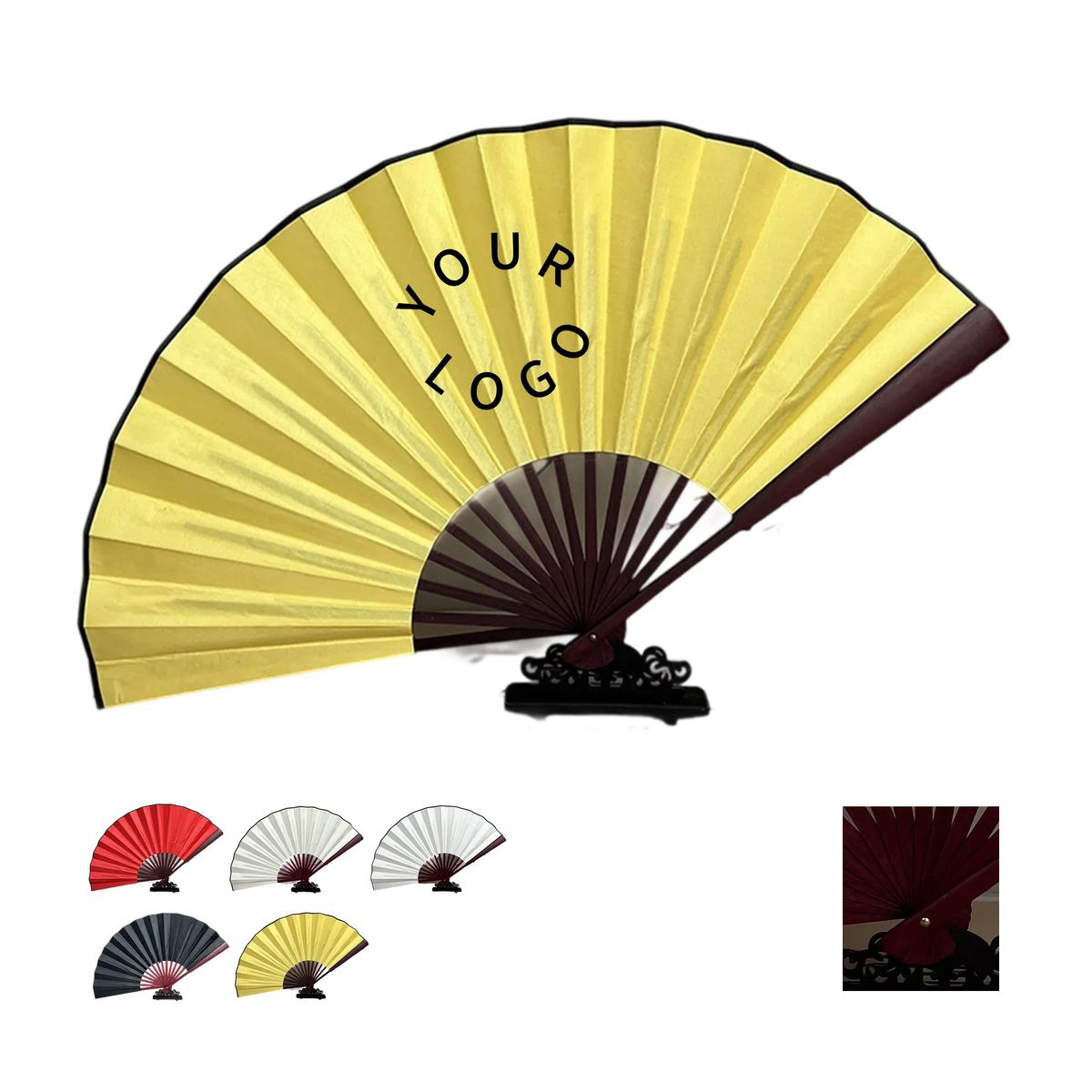Wooden Frame Cultural Fan with Silk Screen 2