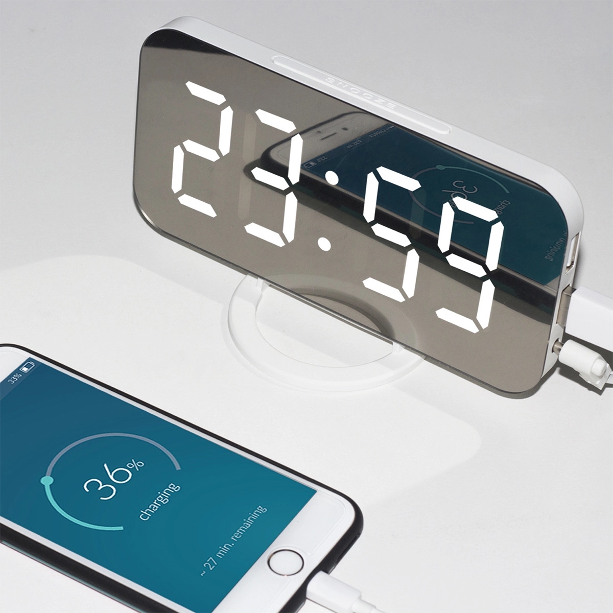 Large Display Mirror Surface LED Digital Alarm Clock 3