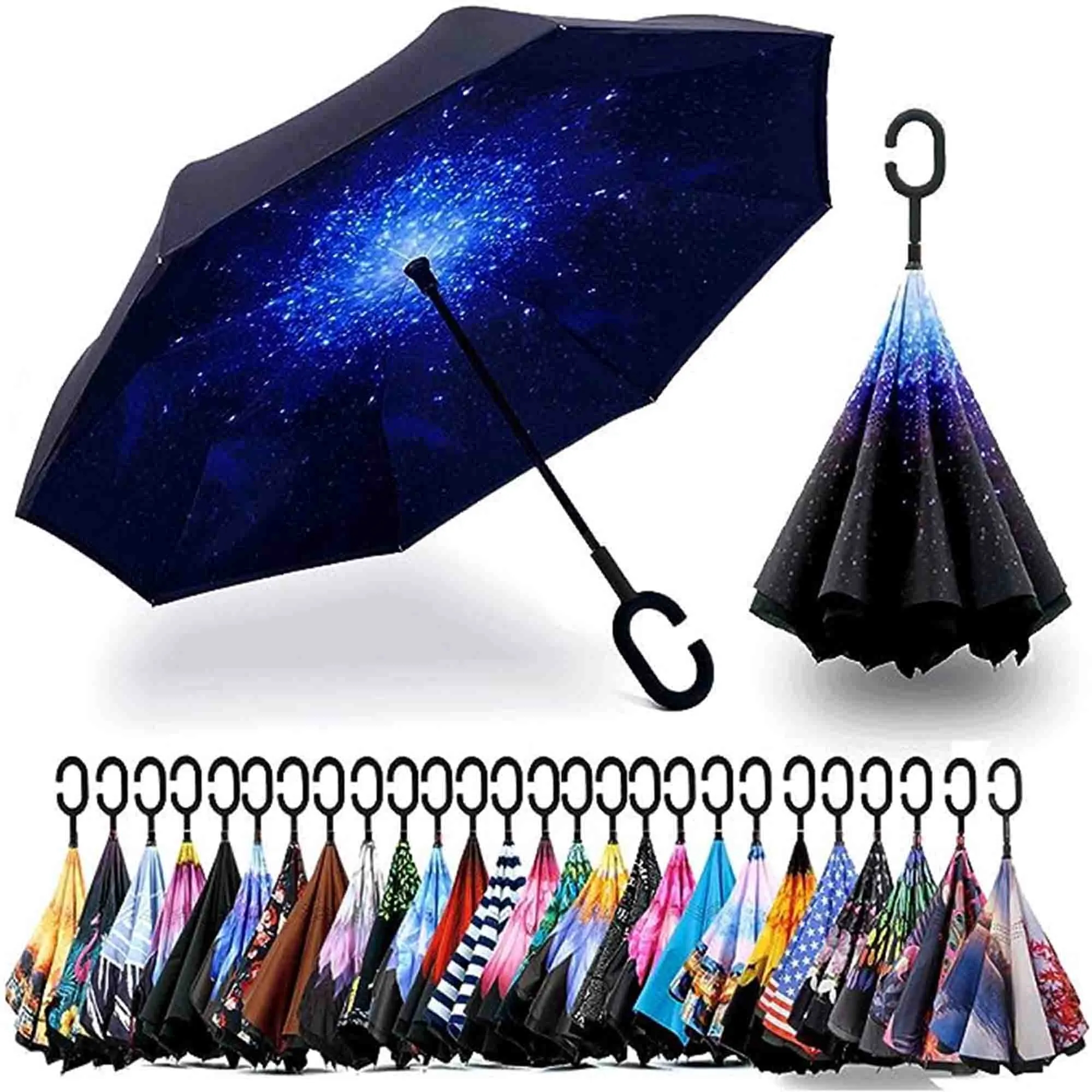 C-Shaped Handle Reverse Umbrella 2