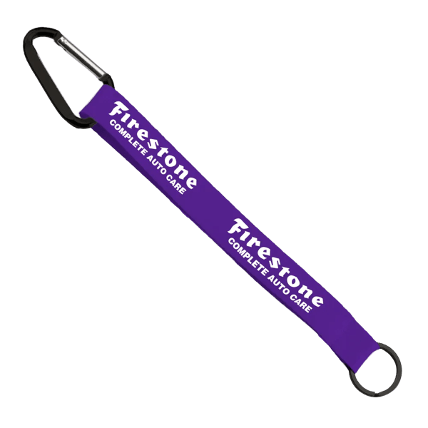 3/4" Sewn Polyester Keychain with Metal Split-Ring and Carabiner 104
