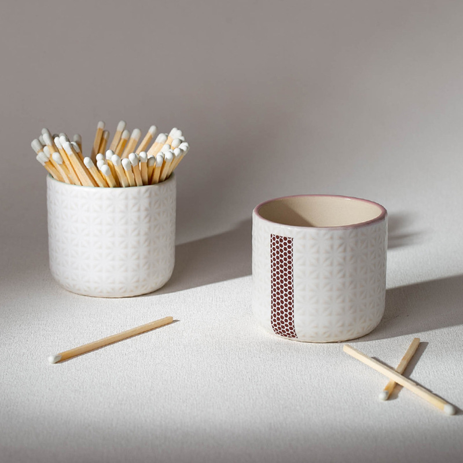 White Ceramic Match Holder With Matchstick 6