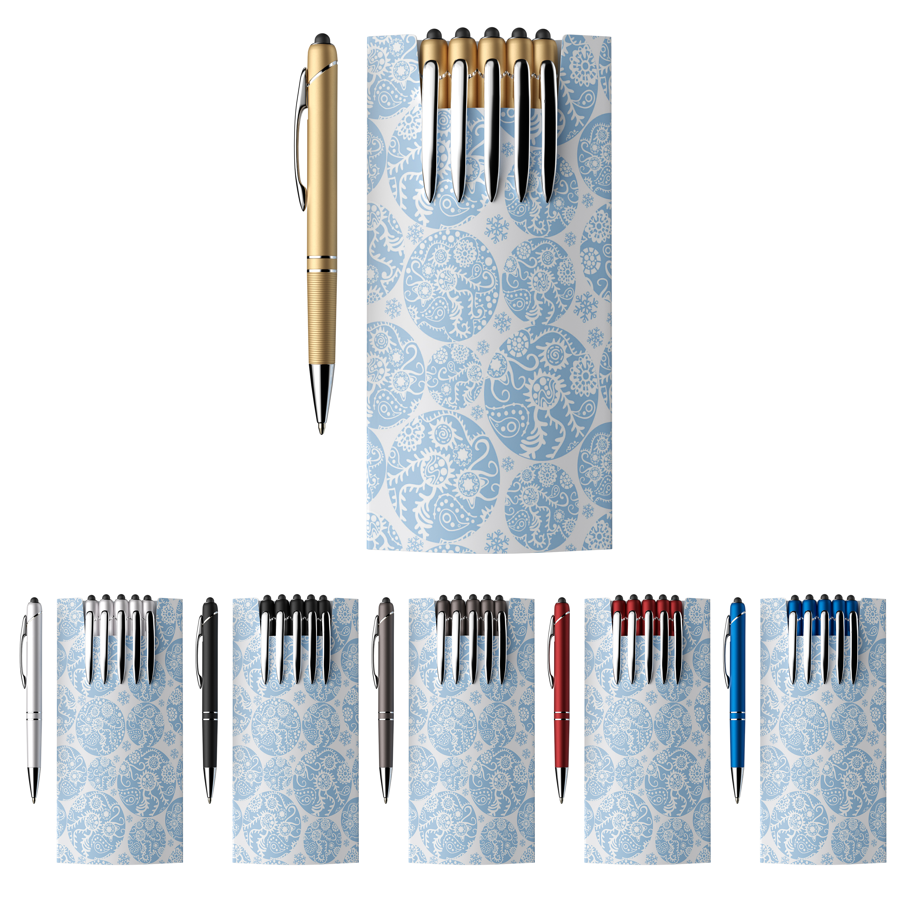 5-piece glacio pen set and custom sleeve