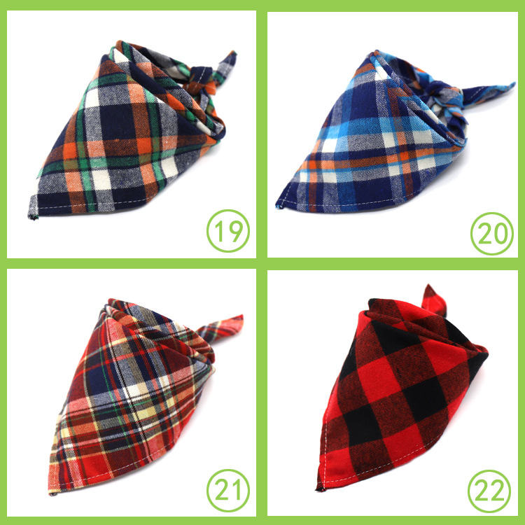 Dog Bandana Plaid Reversible Triangle Bibs Scarf 19