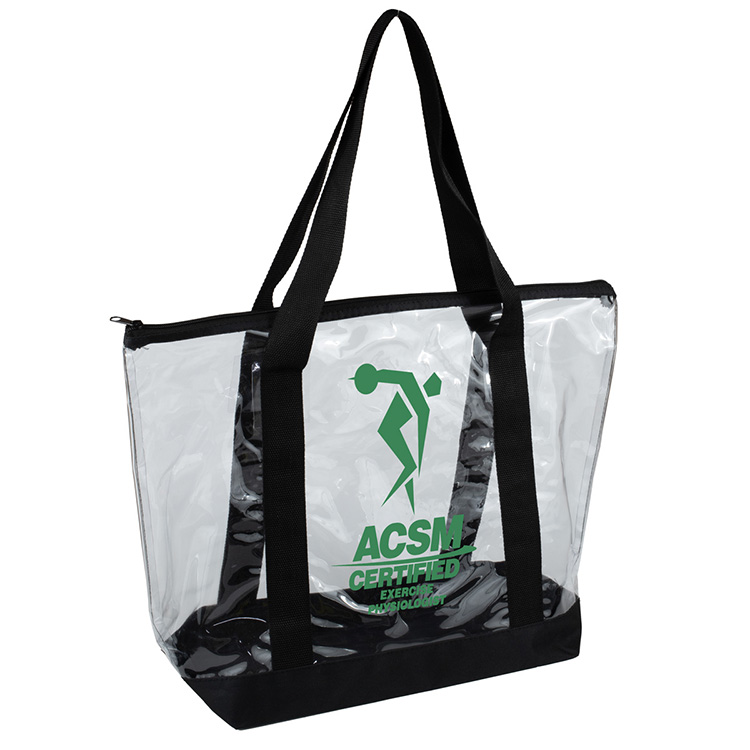 19"W x 13 ½"H x 6"Gusset - "BONDI" Jumbo Clear Zippered Tote Bag 38