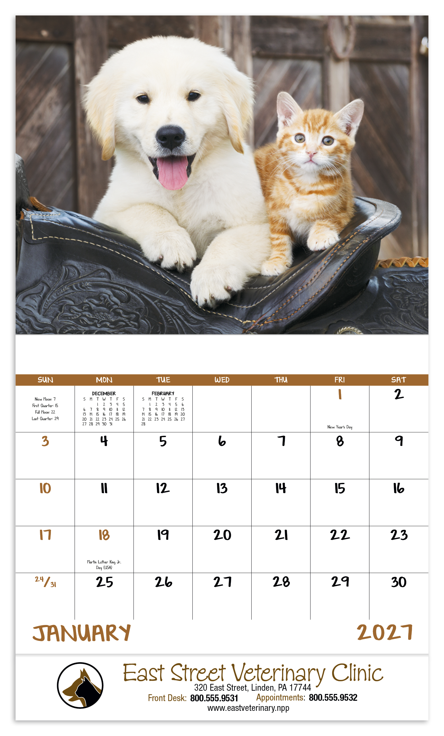 Good Value™ Baby Farm Animals - Stapled Calendar 64
