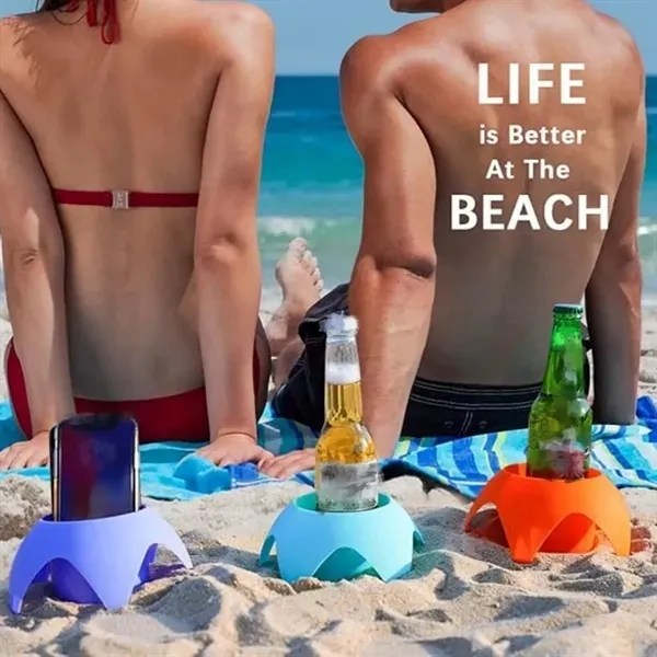 Foldable Beach Cup Holder and Multipurpose Tray 3
