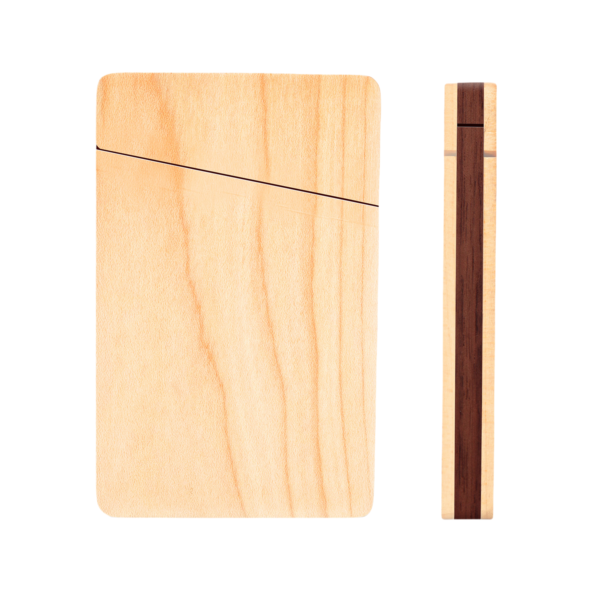 Walnut Business Card Holder Portable Wooden Card Case Compact 2