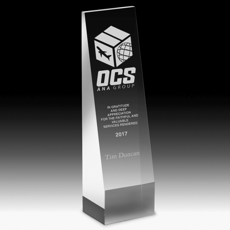 Screen Printed Angled Obelisk Award - 6" 3