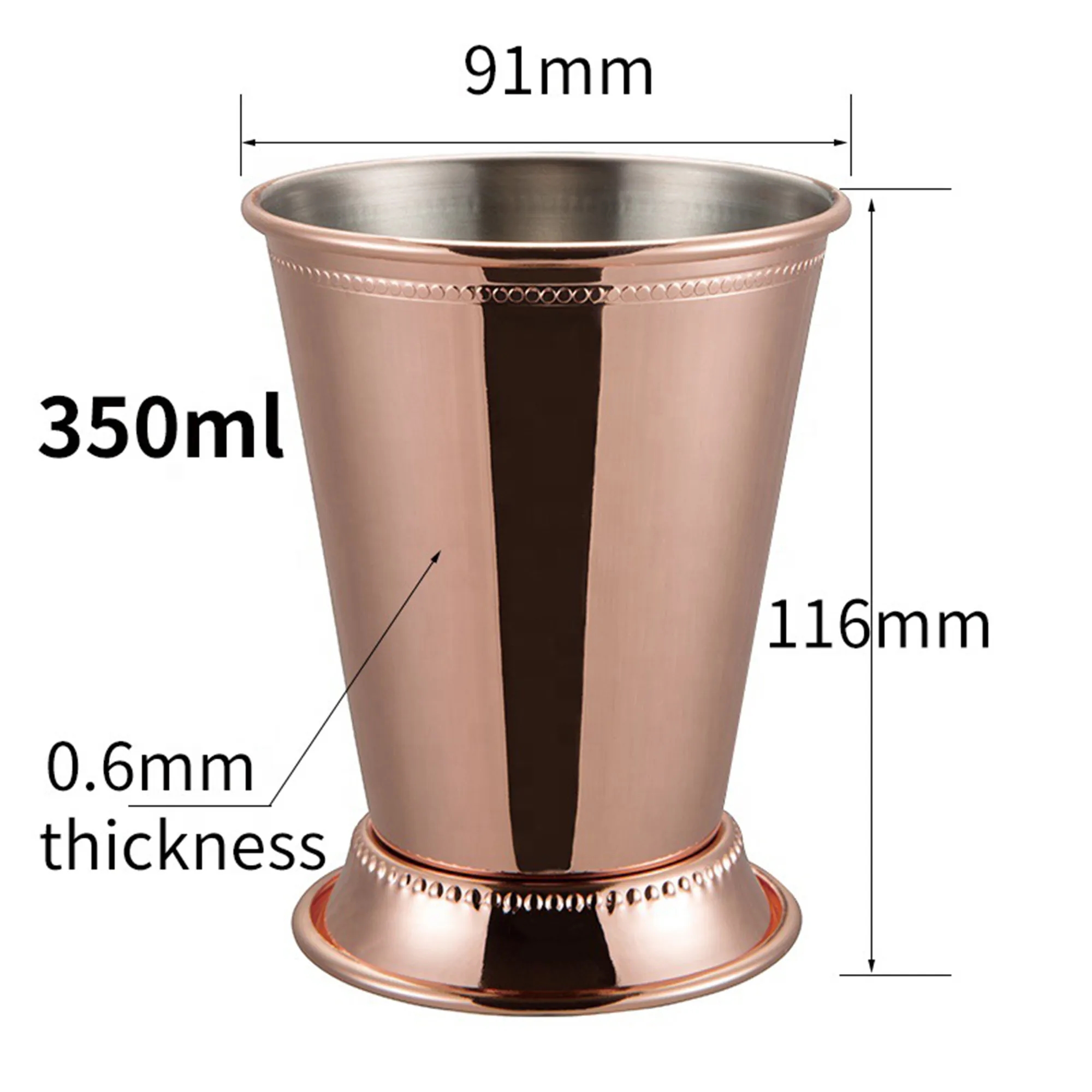 Stainless Steel Curled Rim Mojito Glass 2