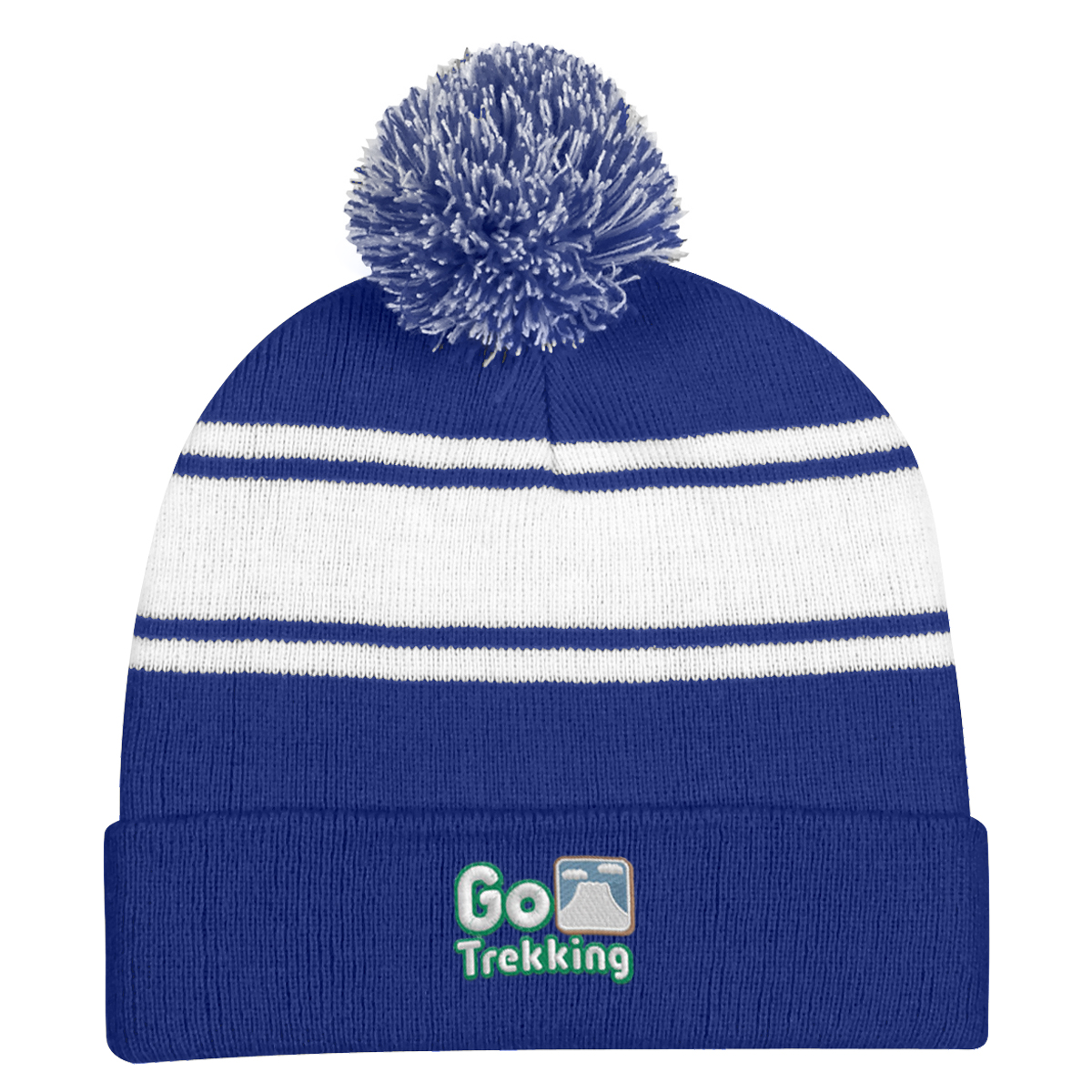 Two-Tone Knit Pom Beanie With Cuff 30