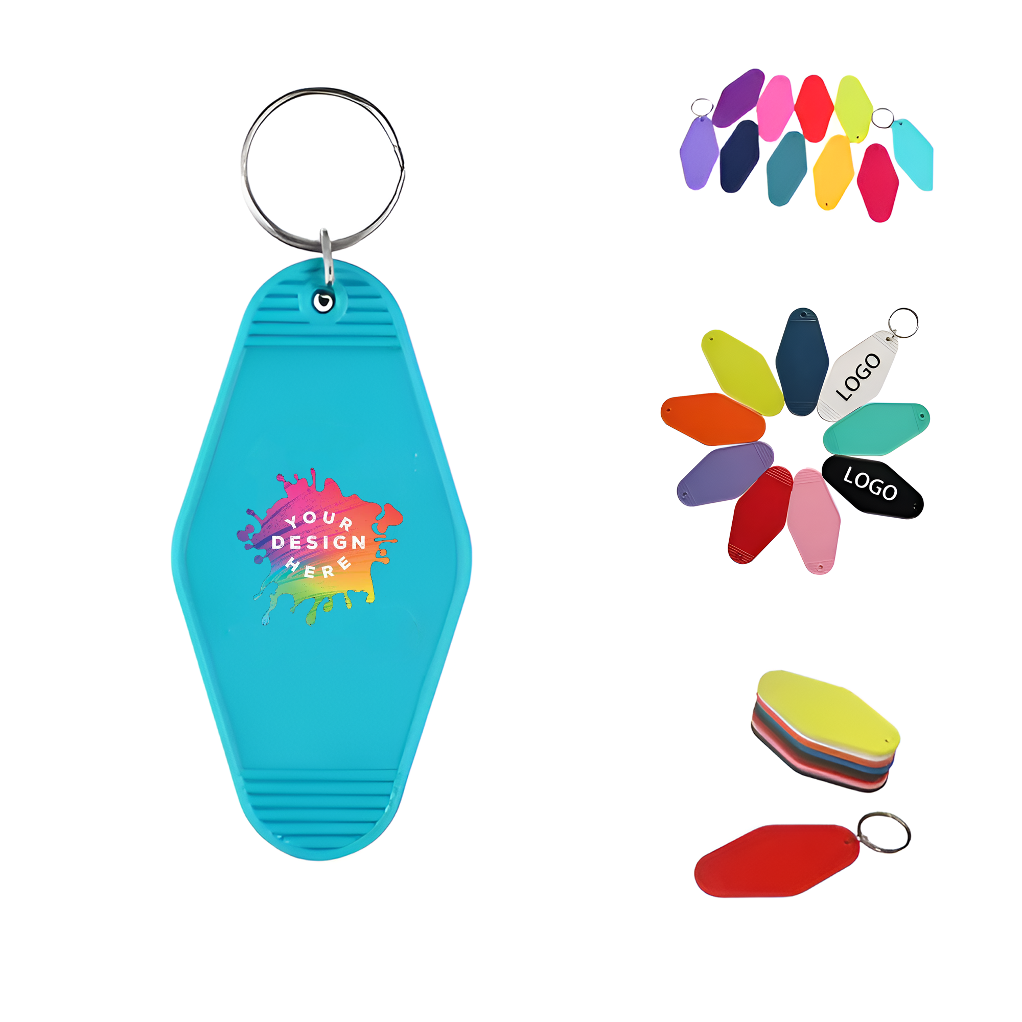 Full Color Two Sides Retro Hotel Key Chain 2