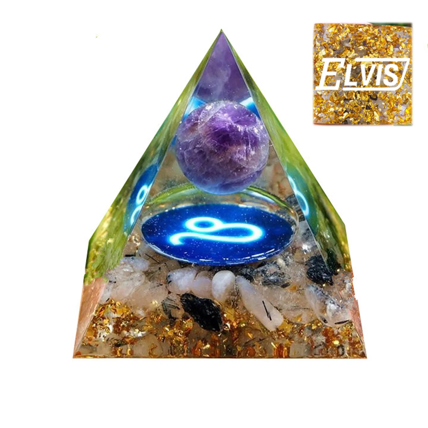 12 Constellations Crystal Ball Stone Pyramid Decorations 10