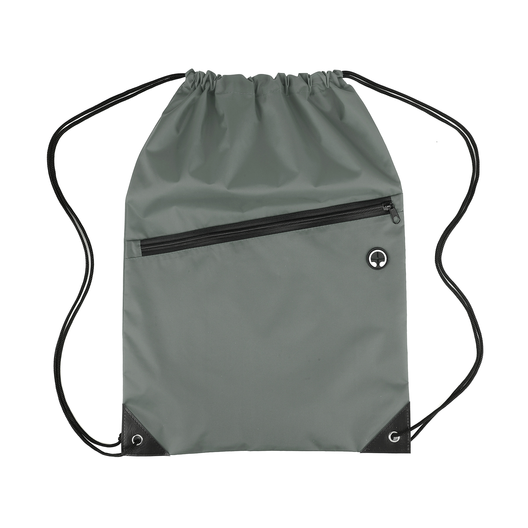Nylon Drawstring Backpack With Zipper Pocket 3