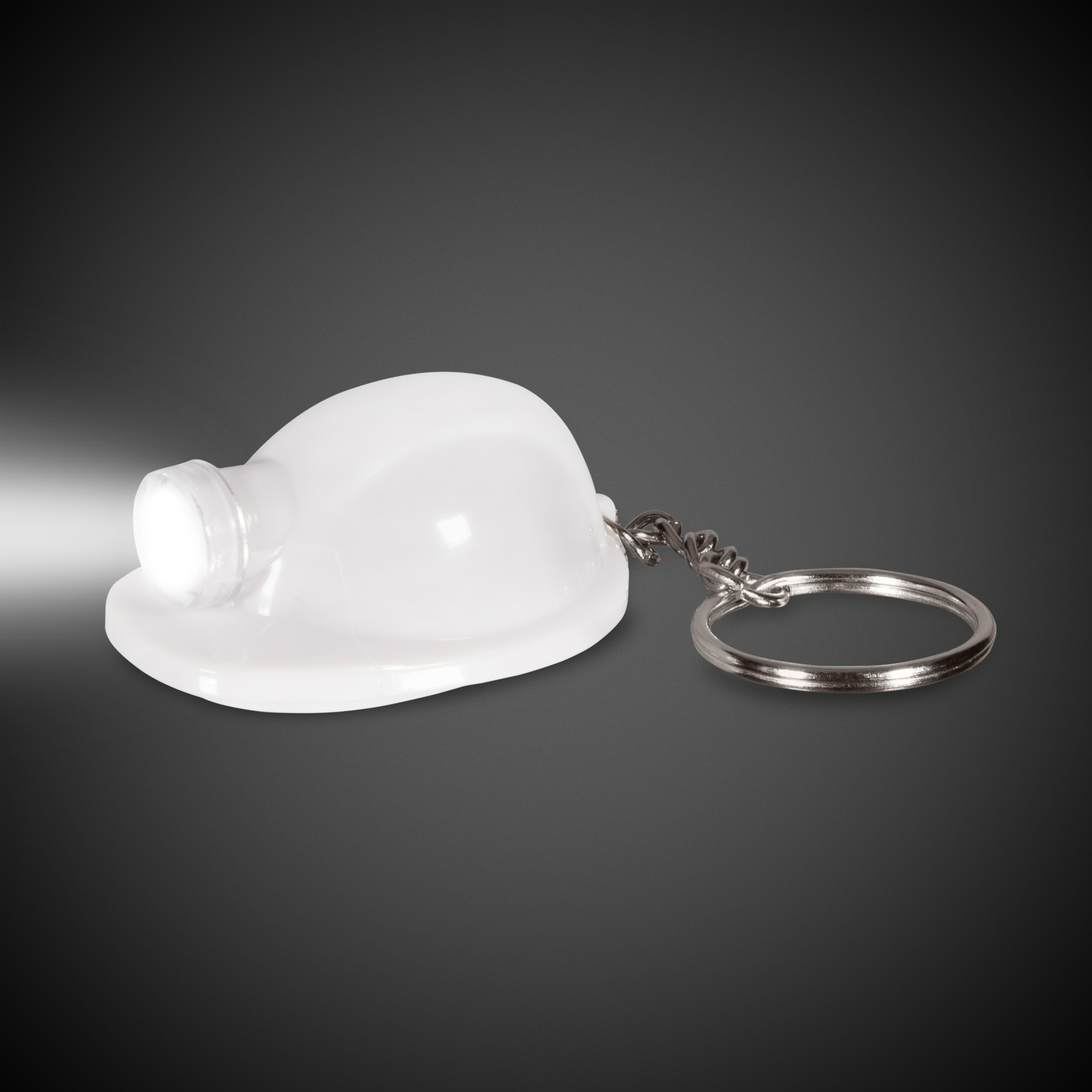 White Safety Helmet Flashlight Light Up Glow LED Keychain 2