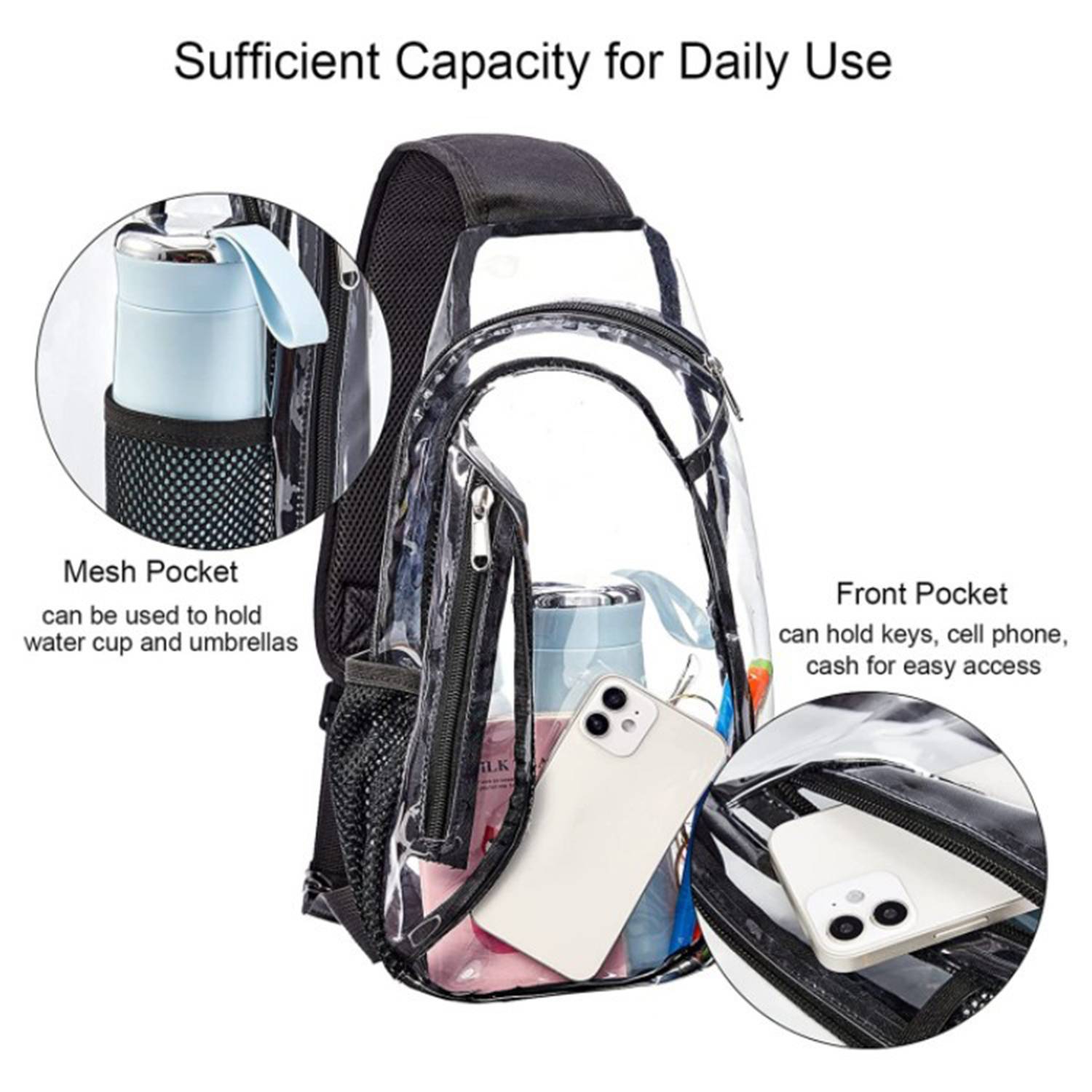 PVC Transparent Shoulder Chest Bag 7