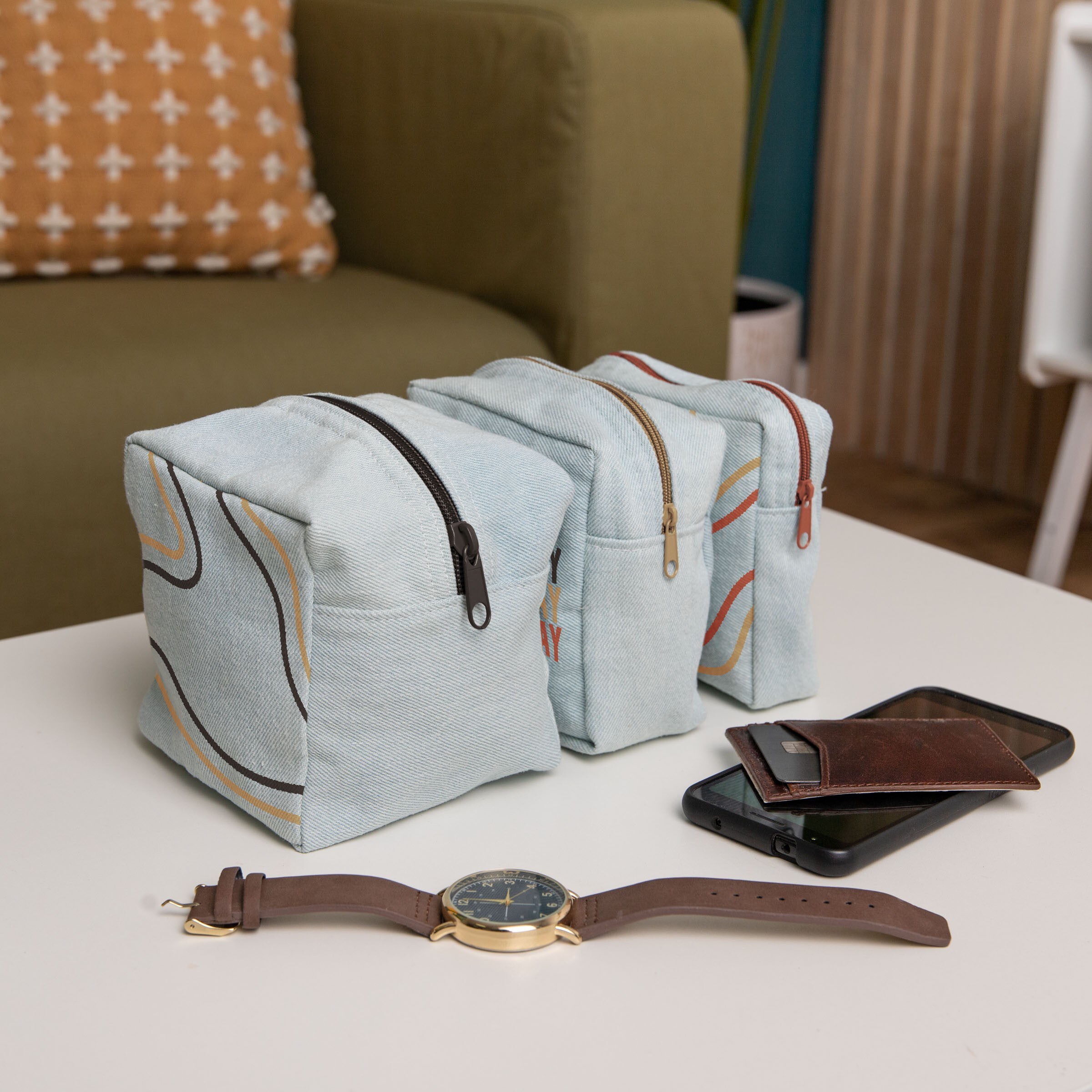 MOD POUCHES SET OF 3 - DENIM