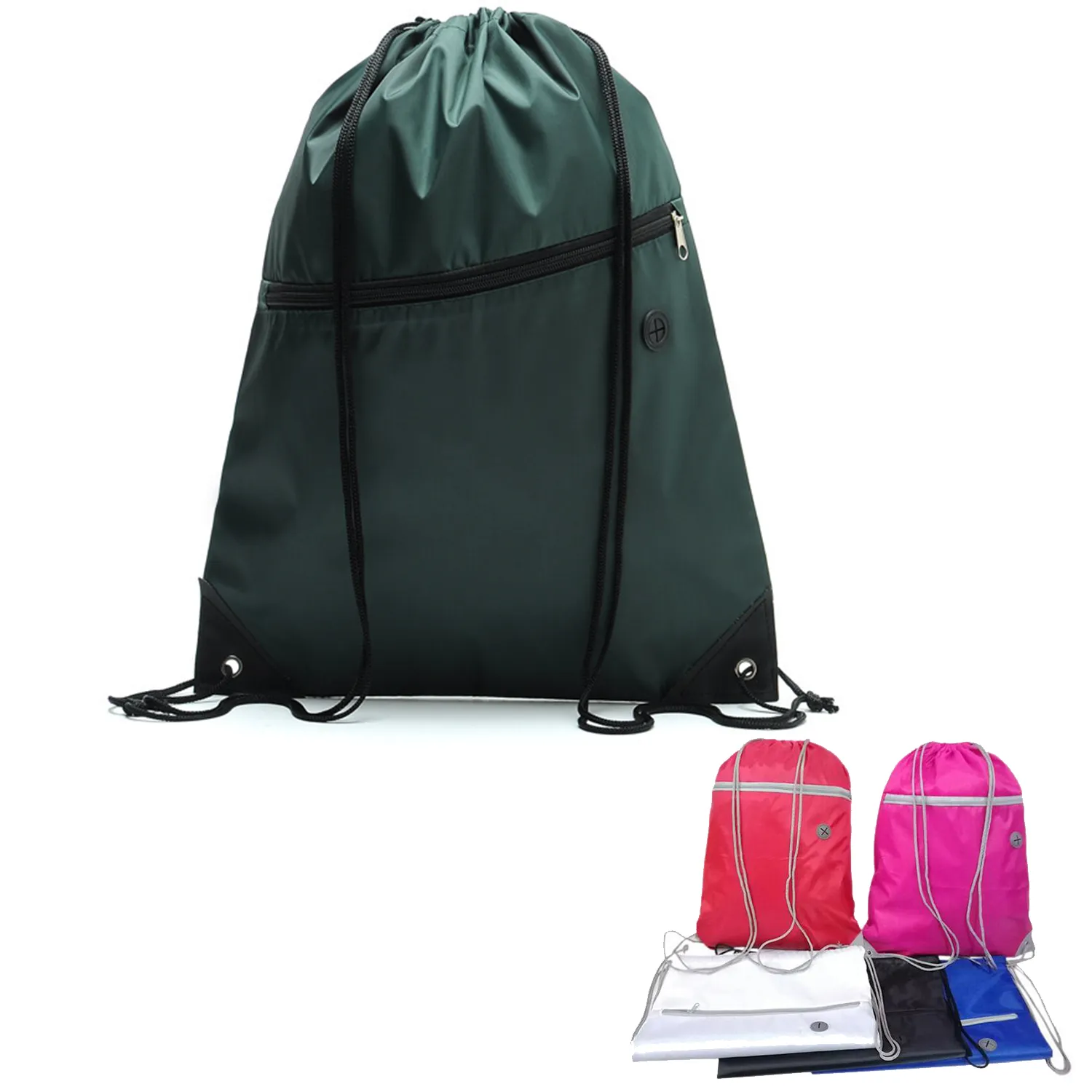 Drawstring Backpack With Zipper Pocket 3