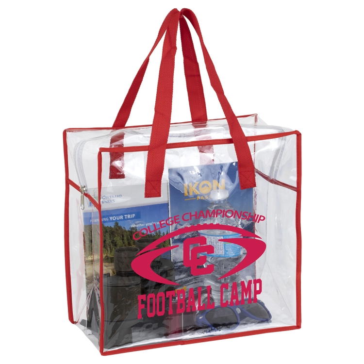 12"W x 12"H x 6"Gusset – "ARETE" Clear Vinyl Stadium Compliant Tote Bag with Zipper 9