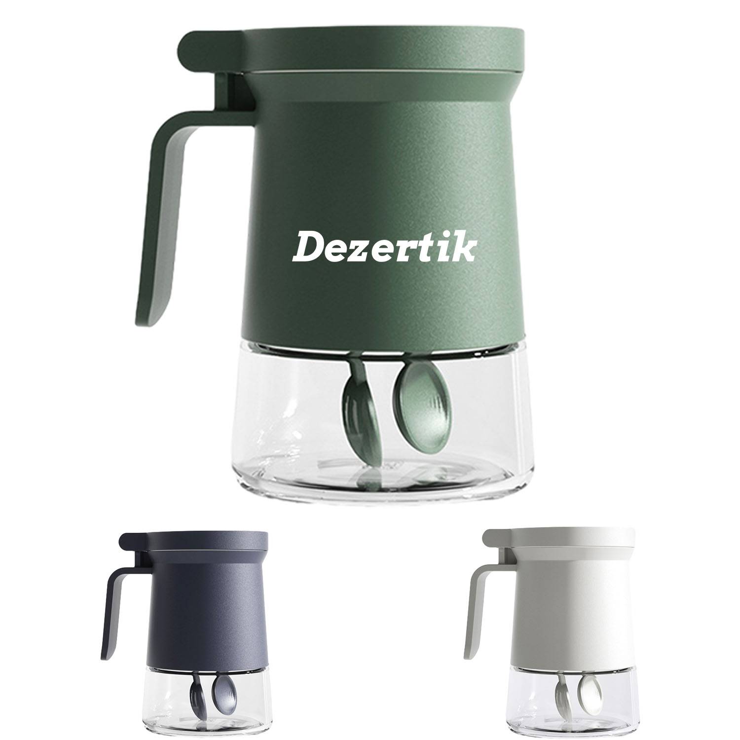 Kitchen moisture-proof glass condiment bottle with spoon 2