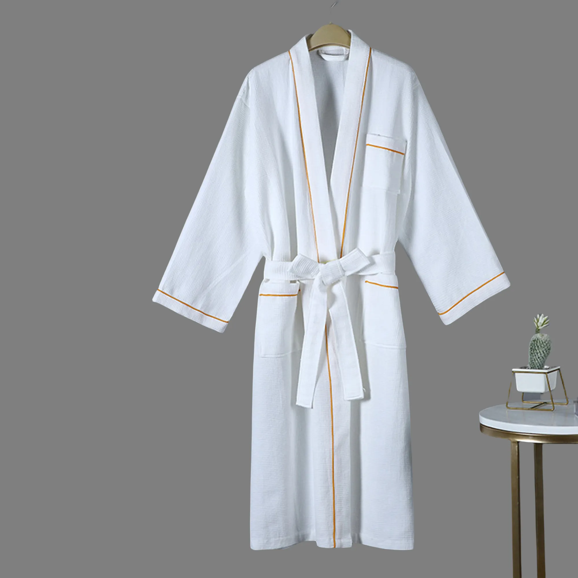 100% cotton Waffle Knit Lightweight Bath Robes 4