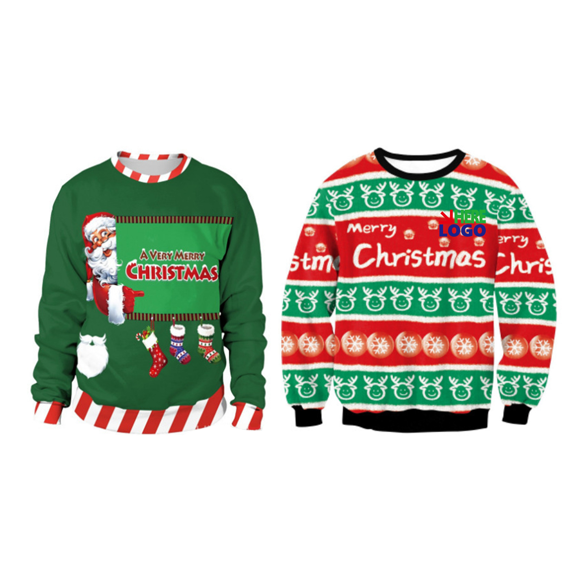 MOQ10 Merry Christmas Themed Couple Sweatshirt Set, custom hoodie or sweatshirt with logo imprint 2