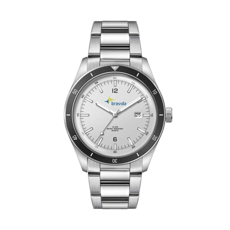 41MM, SS, SILVER CASE, BK BEZEL, 3-HAND MVT, DTE