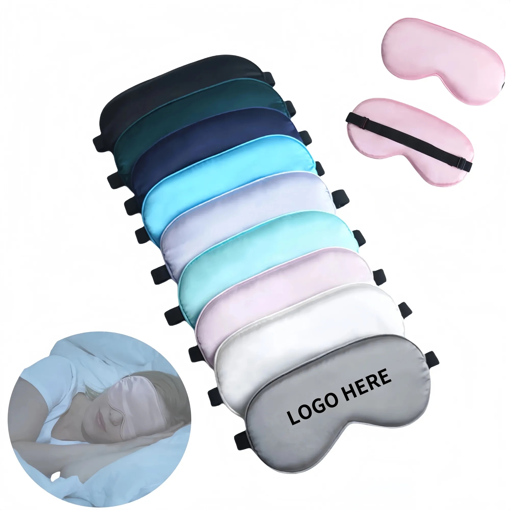 Adjustable Strap Breathable Silk Sleeping Mask Eye Cover 2