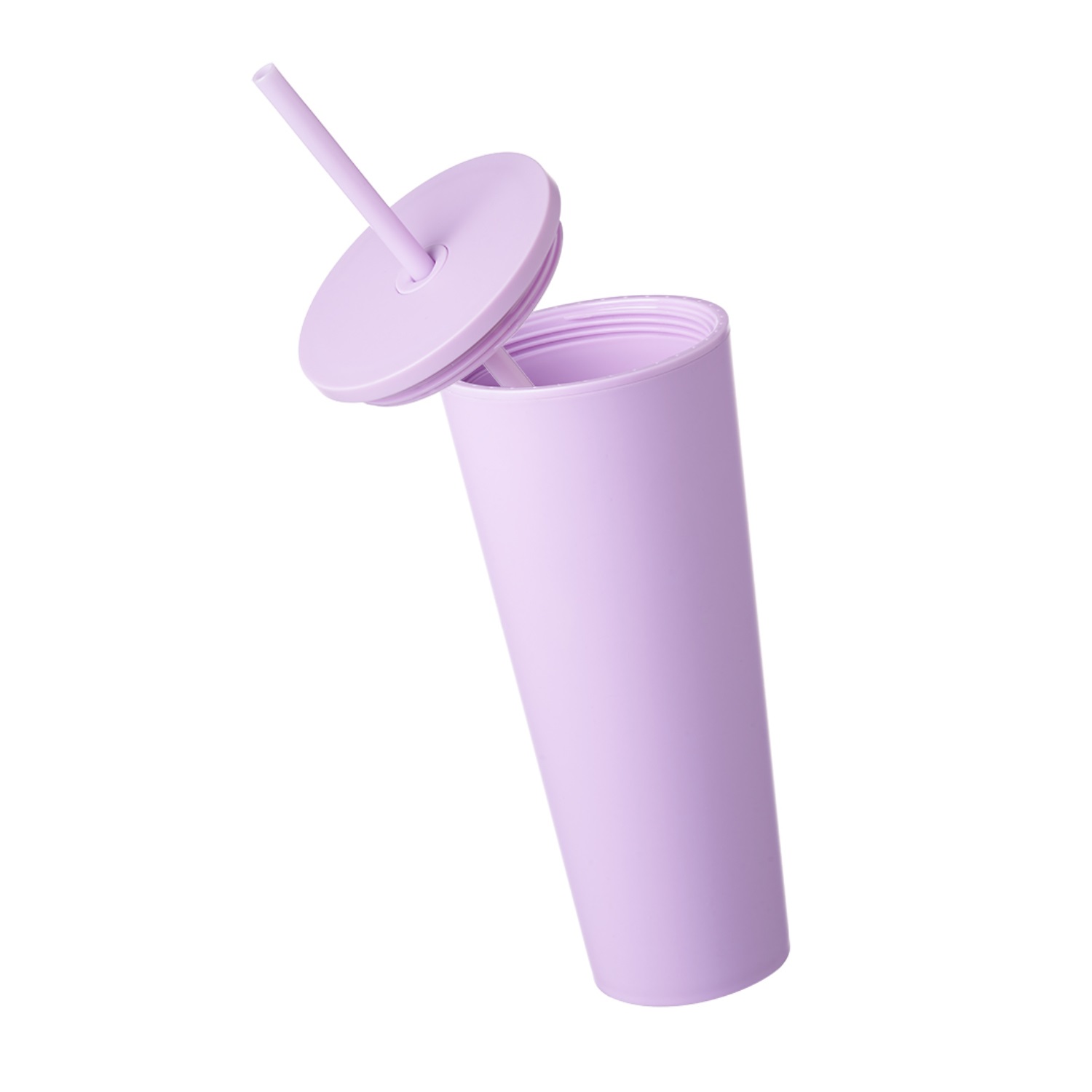 Double Wall Plastic Tumbler with Straw, 24 oz. 1