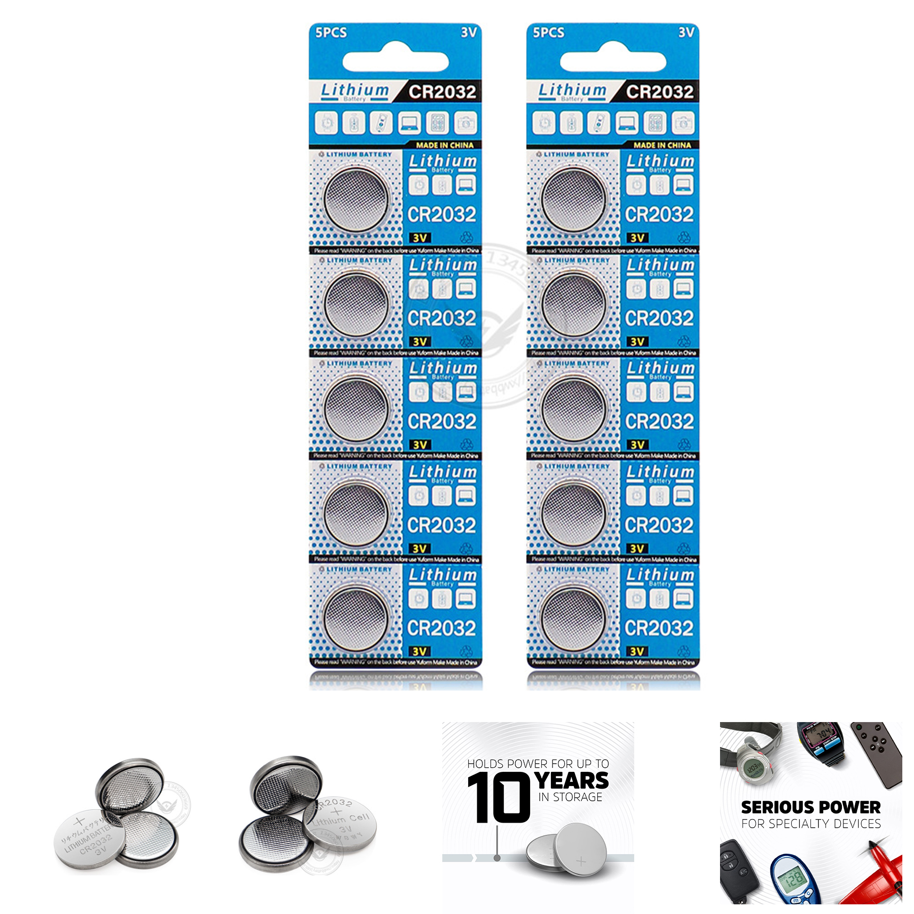 CR2032 Batteries, 3V Lithium Coin Cell 2032 (5 Count) 2