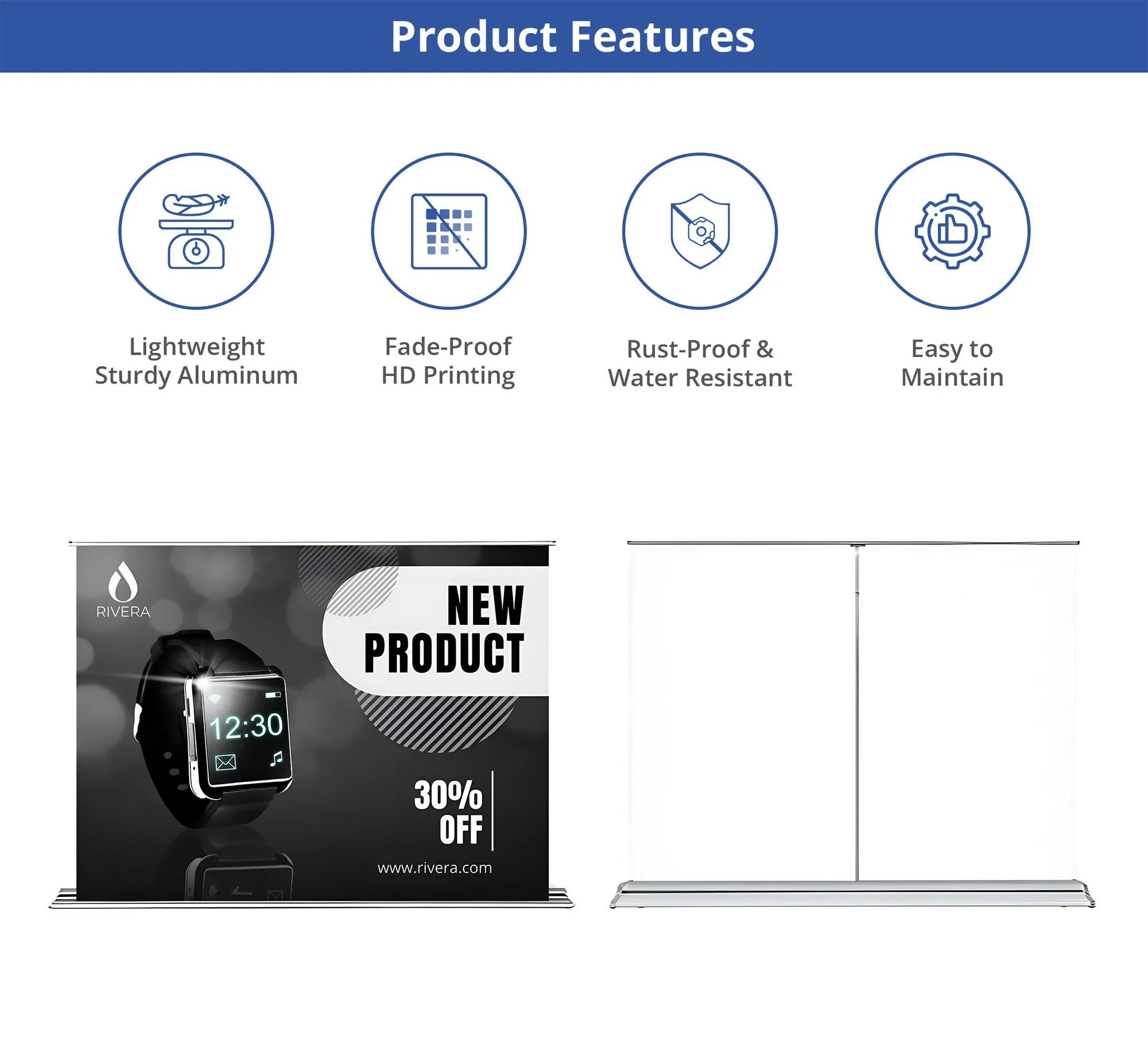 Silverstep Tabletop 48'' Retractable Banner Stand with Light 6