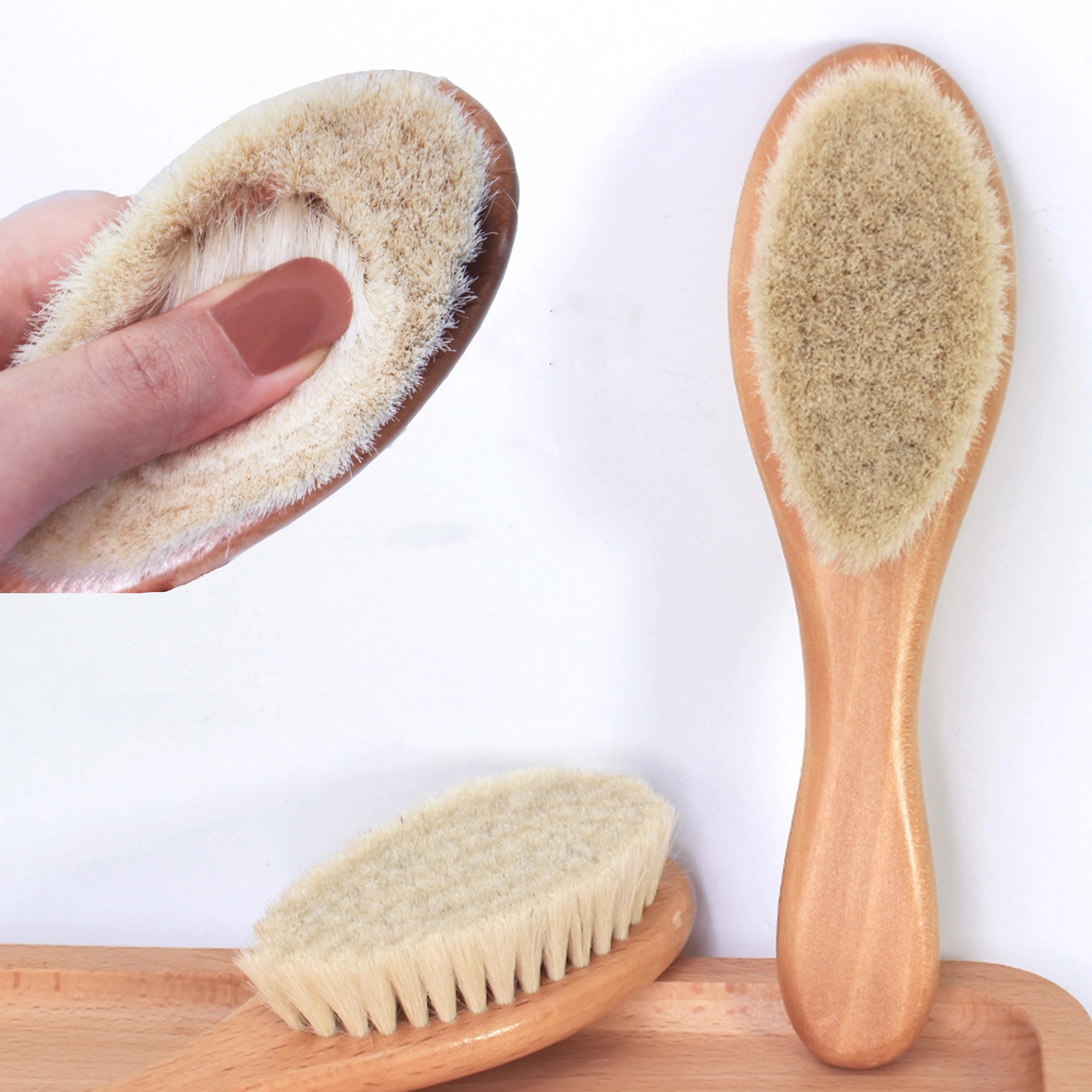 Wooden Baby Powder Spread Goat Hair Skin Body Beard Brush 3