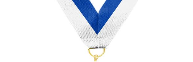 0.875" x 30" Blue White Snap Clip Stock Ribbon 1