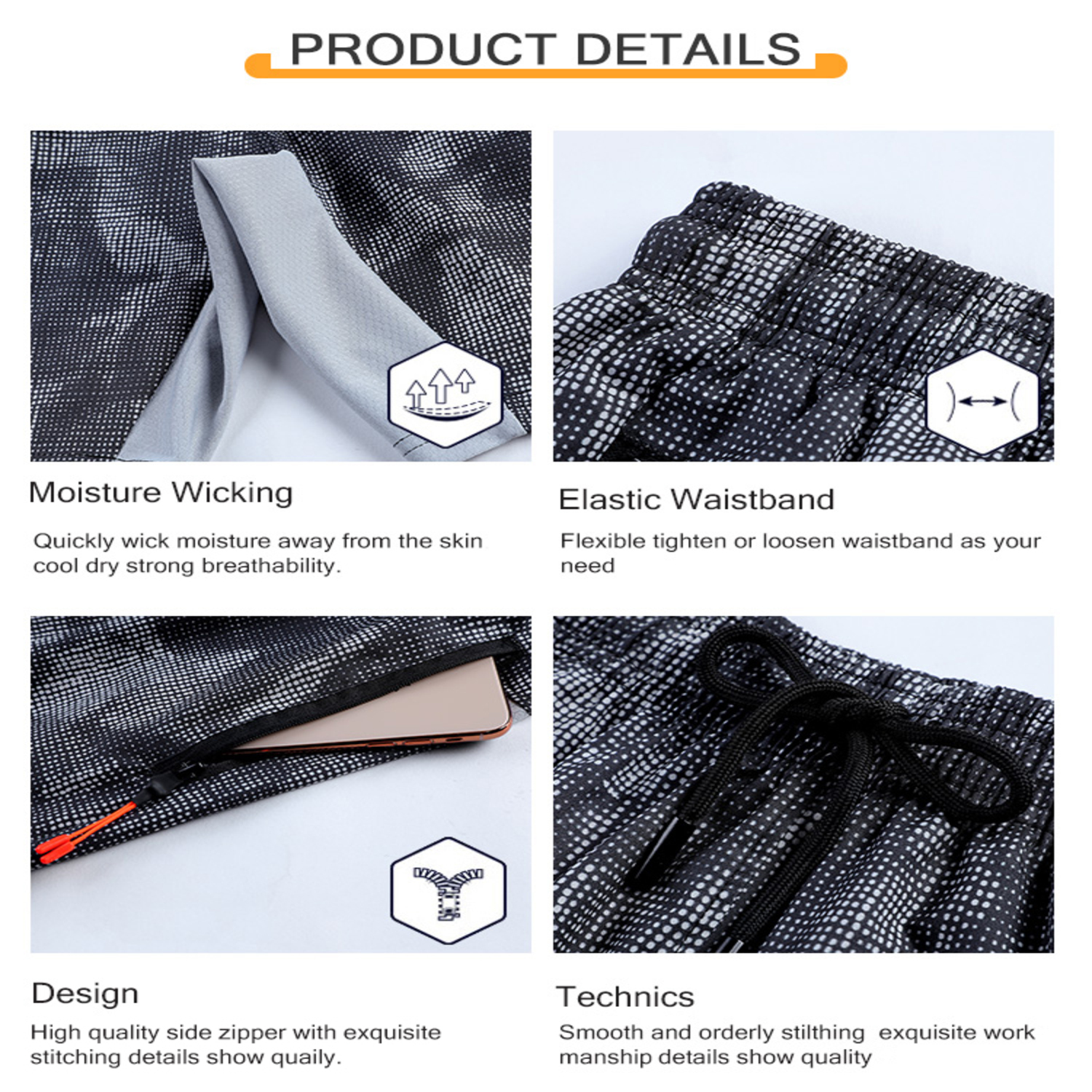 Men's Running Shorts w/Print- Stock Style 4 2