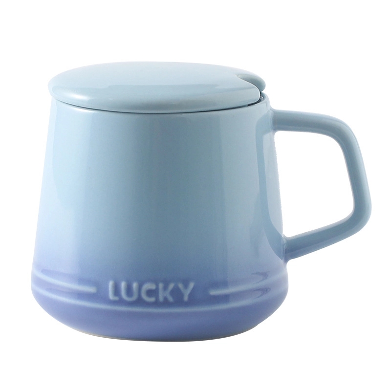 12OZ Colorful Ceramic Mug Cup and Saucer Set with Lid Spoon 21